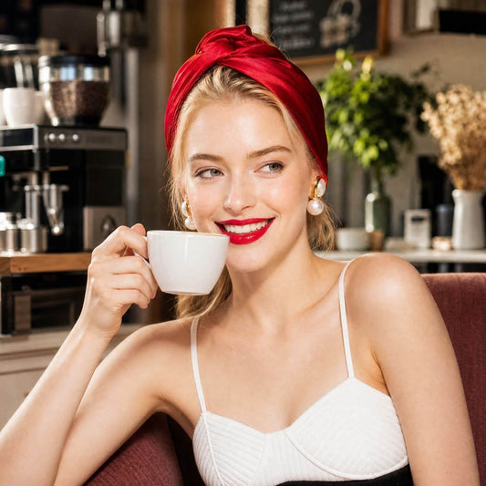Café por la mañana, elegancia todo el día. El satín rojo que eleva tu rutina.